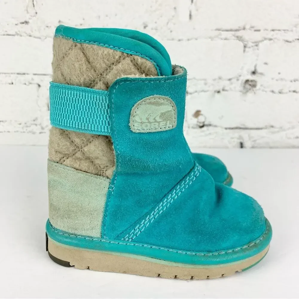Sorel Newbie Girls Toddler Blue Suede Boots 8
